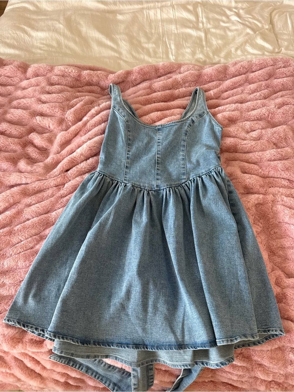 Girls' Denim Tank Dress in Light Blue